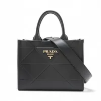 プラダ シンボル トップステッチ レザー 2WAYハンドバッグ