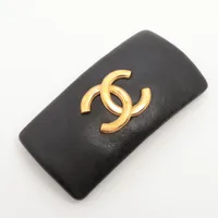 CHANEL シャネル ブラウン レザー バレッタ　ココマーク CHANEL シャネル ブラウン レザー バレッタ ココマーク