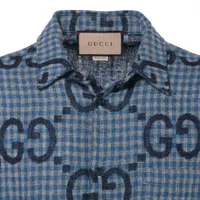 GUCCI ネイビー ホワイト ラガーシャツ　L 正規品 Gucci x Adidas stripe High-Low cotton shirt Sze 16+ Limited