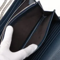 グッチ ディオニュソス レザー チェーンウォレット ネイビー 401231