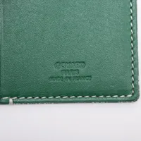ゴヤール ヘリンボーン PVCxレザー パスポートケース グリーンx 