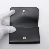 CELINE ネイビー レザー キーケース　トリオンフ CELINE】セリーヌ トリオンフ キーケース カーフスキン 財布・小物
