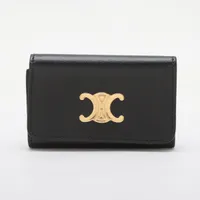 【激レア・新品・未使用】CELINE 馬車金具　キーケース　レザー　黒 CELINE/セリーヌ】 馬車ロゴ金具 コインケース レザー ブラック
