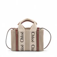 クロエ ウーディ キャンバス レザー 2way バッグ CHLOE クロエ ウッディミニ 2WAY ショルダーバッグ キャンバス