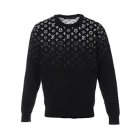ルイヴィトン　半袖ニット　ボタン　リブ　ウール　M 黒　ブラック LOUIS VUITTON】ルイヴィトン『ダミエ LVロゴ 半袖ニット sizeM