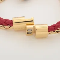 ブルガリ セルペンティ フォーエバー ブレスレット GP×革 レッド