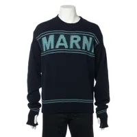 MARNI グレー ネイビー フーディー 48 Marniワッペン付きコットンフーディ グレー | Marni