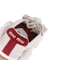 ［VINTAGE] Miu Miu プリュームレザー スニーカー EU36★Aランク ミュウミュウ レザー スニーカー EU36 レディース ホワイト