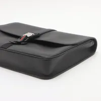 グッチ ウェブ レザー クラッチバッグ ブラック 816755 A3711971｜中古 