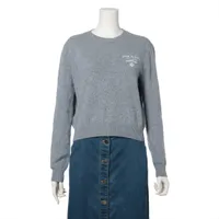 近年美品　PRADA プラダ　カット　ニット　セーター　襟元ロゴ 近年美品 PRADA プラダ カット ニット セーター 襟元ロゴ