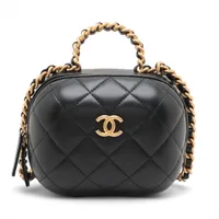 *華やか優雅*【CHANEL】パール＆ブラックマトラッセ バニティー シャネル/バニティバッグ/スモール ヴァニティーケース