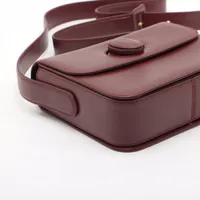 カルティエ マストライン レザー ショルダーバッグ ボルドー
