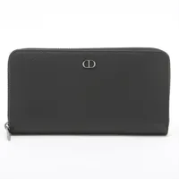 ディオール CD ICON レザー ラウンドジップウォレット ブラック