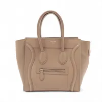 CÉLINE ラゲージマイクロショッパー　ベージュ　レザー　美品 セリーヌ ラゲージ マイクロショッパー レザー ハンドバッグ
