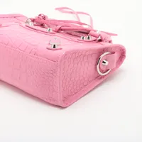 バレンシアガ☆クロコ型押しレザーハンドバッグ PINK バレンシアガ クラシックミニシティ クロコ型押し 2WAY