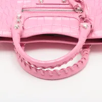 バレンシアガ☆クロコ型押しレザーハンドバッグ PINK バレンシアガ/ハンドバッグ/アワーグラス トップハンドル
