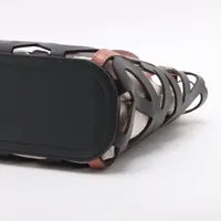 ブラウンレザーカットアウトトートバッグ ロエベ アナグラム スモールカットアウト レザーxキャンバス トート