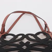 ロエベ アナグラム スモールカットアウト レザーxキャンバス トート