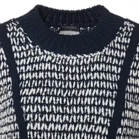 シャネル CHANEL ココマーク ニットワンピース コットン ダークネイビー ブラック ホワイト P43319 レディース 中古 CHANEL - シャネル CHANEL ココマーク ワンピース 衣料品