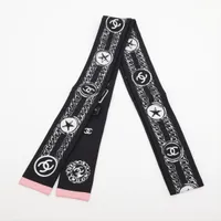 極美品✨CHANEL シャネル ココマーク カメリア付き シルク ロングスカーフ CHANEL - □新同□ シャネル スカーフ ココ マーク カメリア