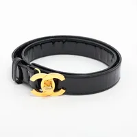 chanel シャネル ココマーク ベルト 黒 エナメル CHANEL - シャネル ココマーク レディースベルト エナメル
