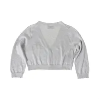 PRADA クロップド ラメ ニットカーディガン シルバー | レディース プラダ 21年 ビスコース カーディガン 42 レディース シルバー P25167