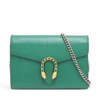 グッチ GUCCI ディオニュソス チェーン コインケース レザー グリーン グッチ デュオニソス レザー チェーンウォレット グリーン