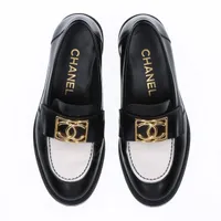 ☆超美品☆CHANEL レザー ローファー 35 シャネル ココマーク レザー ローファー 35 レディース ブラック