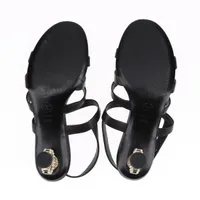 シャネル ココマーク レザー サンダル 35 1/2 レディース ブラック