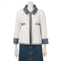 美品✨CHANEL ツイード　ジャケット　ホワイト ジャケット - エンブロイダリー ツイード、ホワイト & ピンク