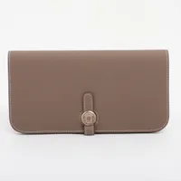 エルメス ドゴン ロング トゴ 財布 エトゥープ シルバー金具 C