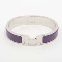 HERMES クリックH シルバーパープル バングル