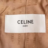 【美品】CELINE ウール ノーカラー ジャケット 38フランス製 セリーヌ ウール ノーカラージャケット 38 レディース ブラウン