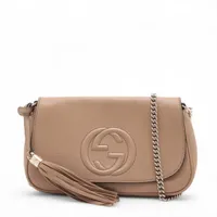 グッチ ソーホー レザー チェーンショルダーバッグ ベージュ 536224