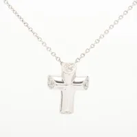 ティファニー テンダネスハートクロス ダイヤ ネックレス 750(WG) 3.9g