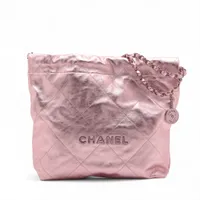 VINTAGE シャネル CHANEL22 スモールサイズ ピンク/S金具 シャネル シャネル22 スモール シャイニーカーフスキン チェーン
