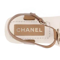 【CHANEL シャネル】サンダル　ココマーク ベージュ　38 CHANEL - シャネル ココマーク ベージュ レザー トングサンダル