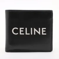 現行ロゴ　 セリーヌ バイフォールドウォレット 折り財布 レザー CELINE セリーヌ 二つ折り財布 Bi-fold Wallet with Coin バイ