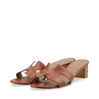 エルメス オアジス レザー サンダル 37 1/2 レディース ブラウン