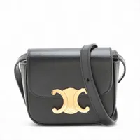 2411-153｜美品｜セリーヌ ショルダーバッグ レザー ブラック トリオンフ CELINE セリーヌ トリオンフ ショルダーバッグ レザー ブラック