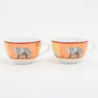 エルメス アフリカ カップ&ソーサー 陶器 オレンジ 2客セット