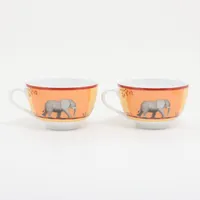 エルメス アフリカ カップ&ソーサー 陶器 オレンジ 2客セット