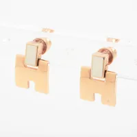 HERMESアイリーンピアス片方 HERMES エルメス ピアス アイリーン メタル ラッカー ピンク
