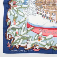N2100 新同!! エルメス カレ90 24番地のクリスマス シルク エルメス カレ90 Noel au 24 Faubourg フォーブル24番地の