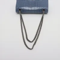 シャネル ダブルフラップ 2.55 チェーンショルダーバッグ メタルブルー 中古・古着通販】CHANEL (シャネル) 2.55 ダブルフラップショルダー