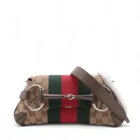 グッチ ミニトート 2way ショルダー レザー×キャンバス GG柄 ブラウン GUCCI グッチ GGキャンバス ハンドバッグ ミニトートバッグ 2WAY