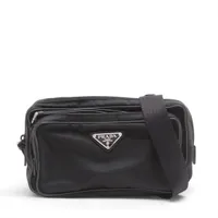 【近年モデル✨】プラダ ポーチ テスートナイロン × サフィアーノレザー　黒 ブラック Re-Nylon xサフィアーノレザー ポーチ | PRADA