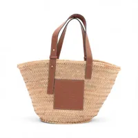 LOEWE★ミディアムサイズのレザートリムバスケットトート 2色 Loewe ミディアムサイズのレザートリムバスケットトート (LOEWE