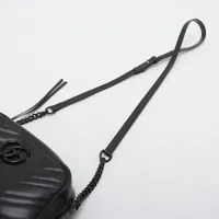 グッチ GGマーモント レザー チェーンショルダーバッグ ブラック