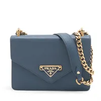 SALE♪関税込【PRADA】サフィアーノレザーチェーンバッグ 1BD200 プラダ サフィアーノ レザー チェーンショルダーバッグ ネイビー